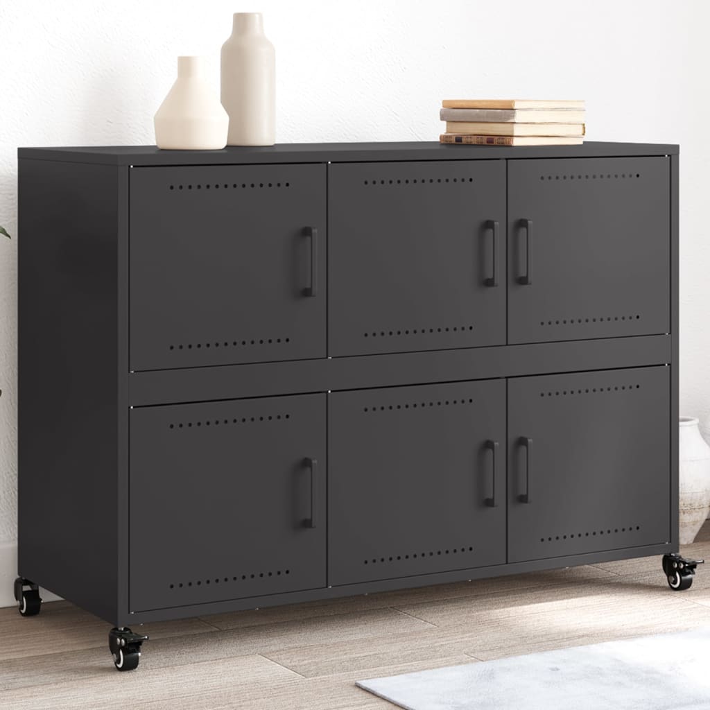 Sideboard Black 100.5x39x72 cm Steel - The Home Maker