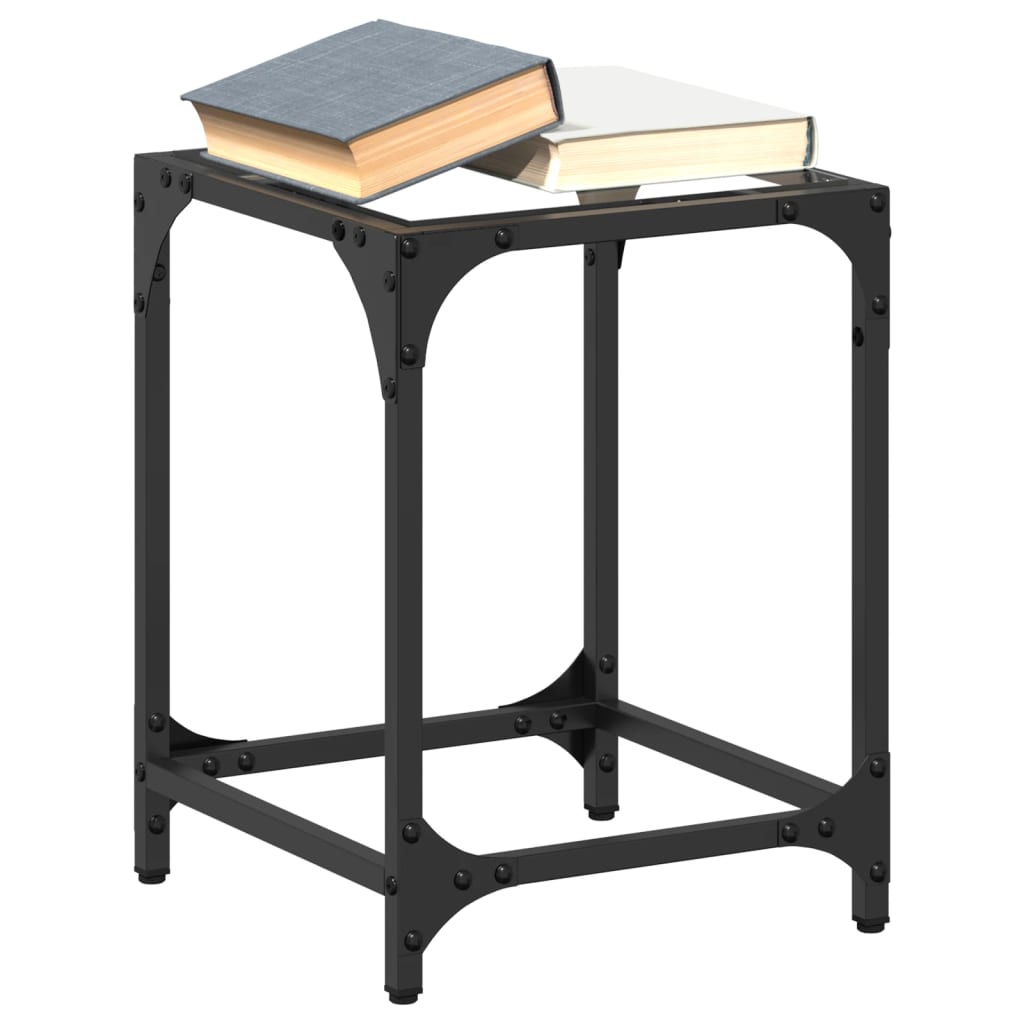 Coffee Tables with Transparent Glass Top 2 pcs 30x30x40 cm Steel - vid-845951 - Design Hut