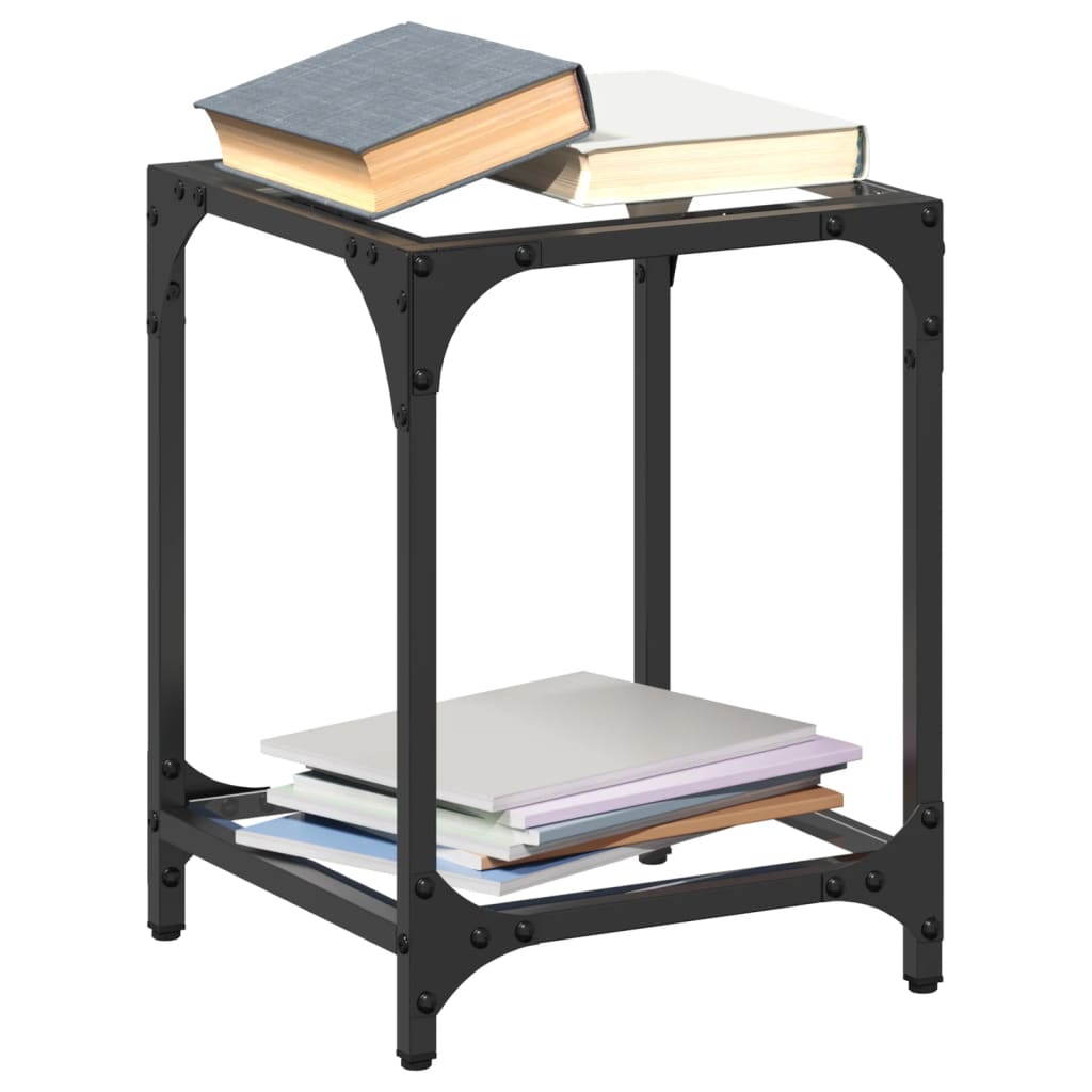 Coffee Tables with Transparent Glass Top 2 pcs 30x30x40 cm Steel - vid-845955 - Design Hut