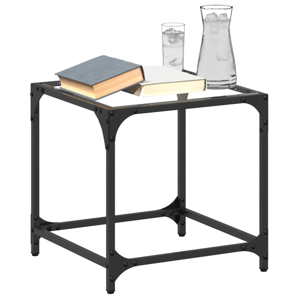 Coffee Tables with Transparent Glass Top 2 pcs 40x40x40 cm Steel - vid-845959 - Design Hut