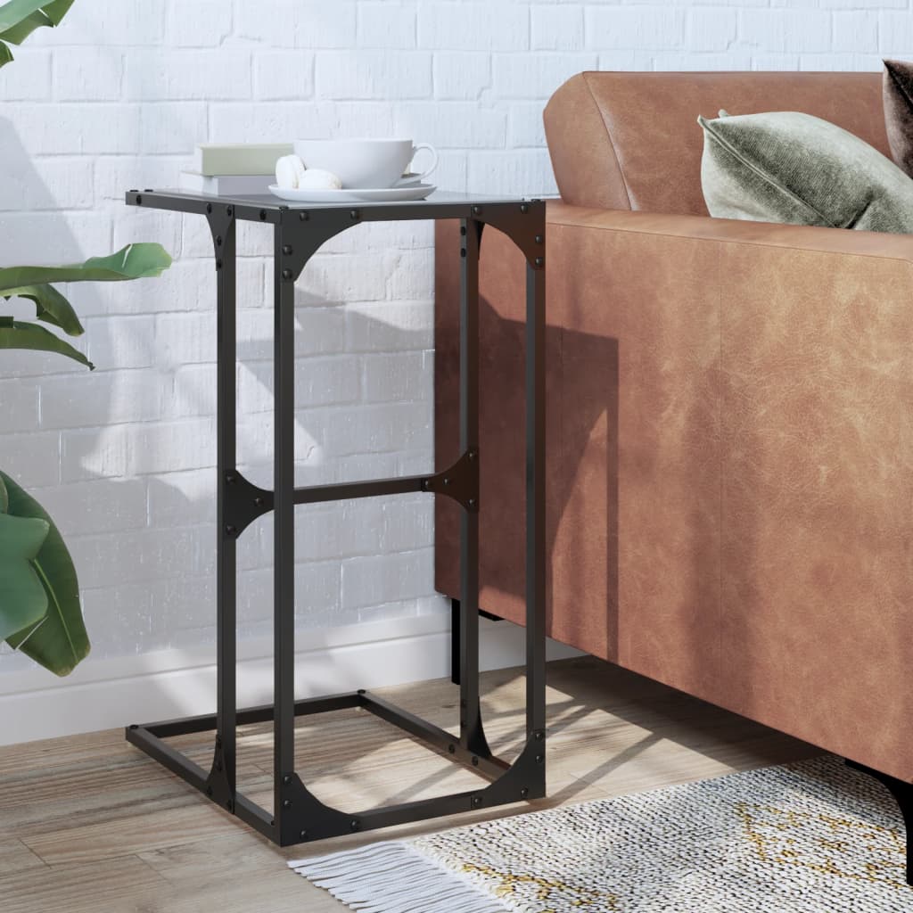 Side Table with Black Glass 40x30x61.5 cm Steel - Discount Dealers