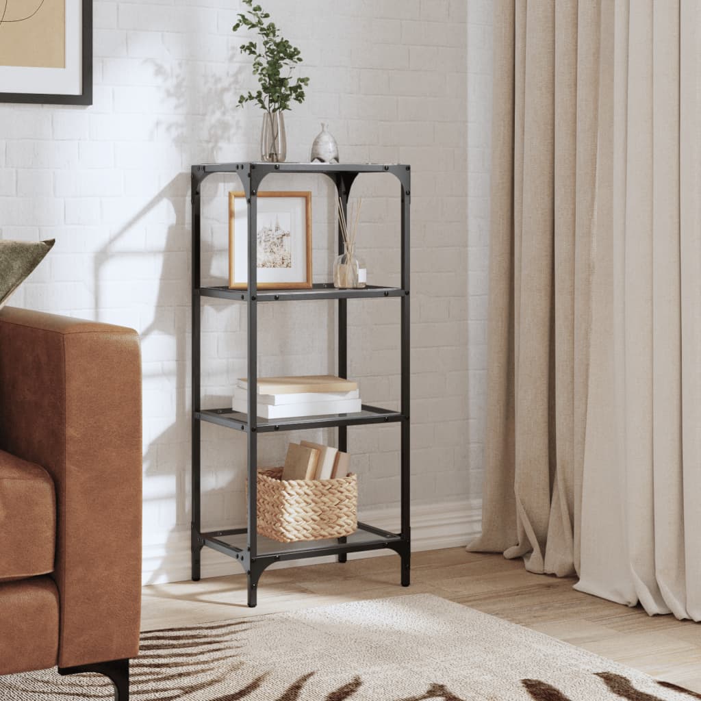 Storage Rack with Transparent Glass Top 40x30x95 cm Steel - Direct Imports
