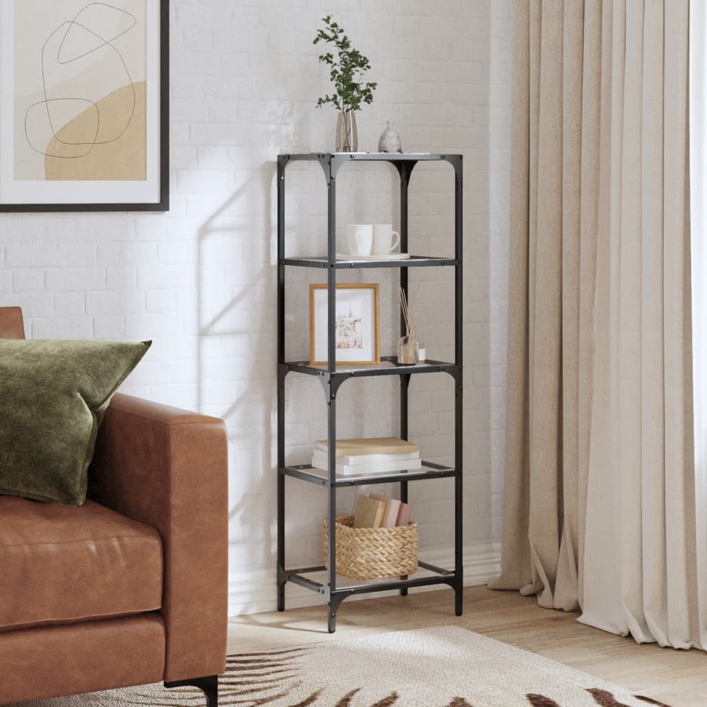 Storage Rack with Transparent Glass Top 40x30x123 cm Steel - Charlotte Dunes