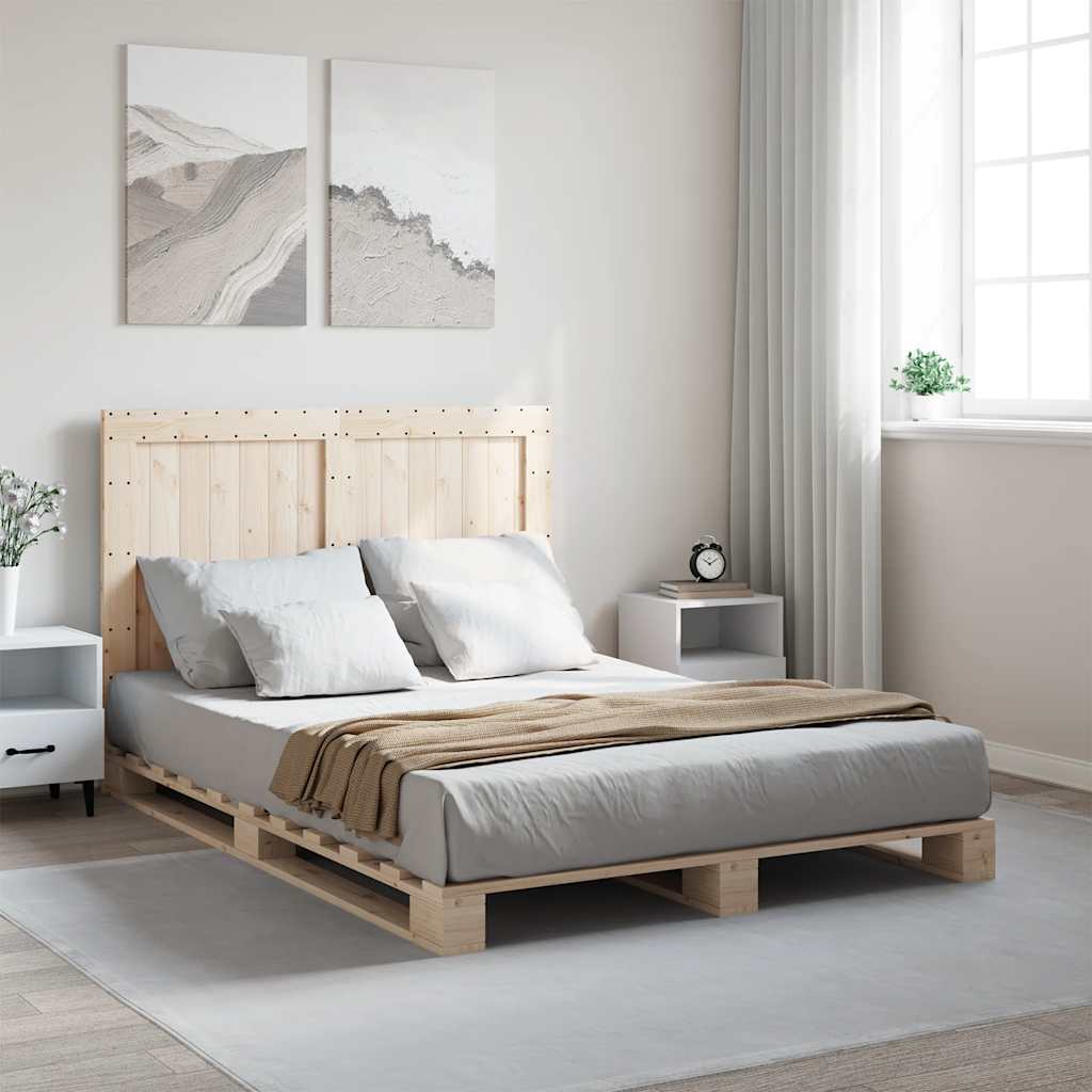 Bedframe with Headboard 140x200cm Solid Wood - Decor Base