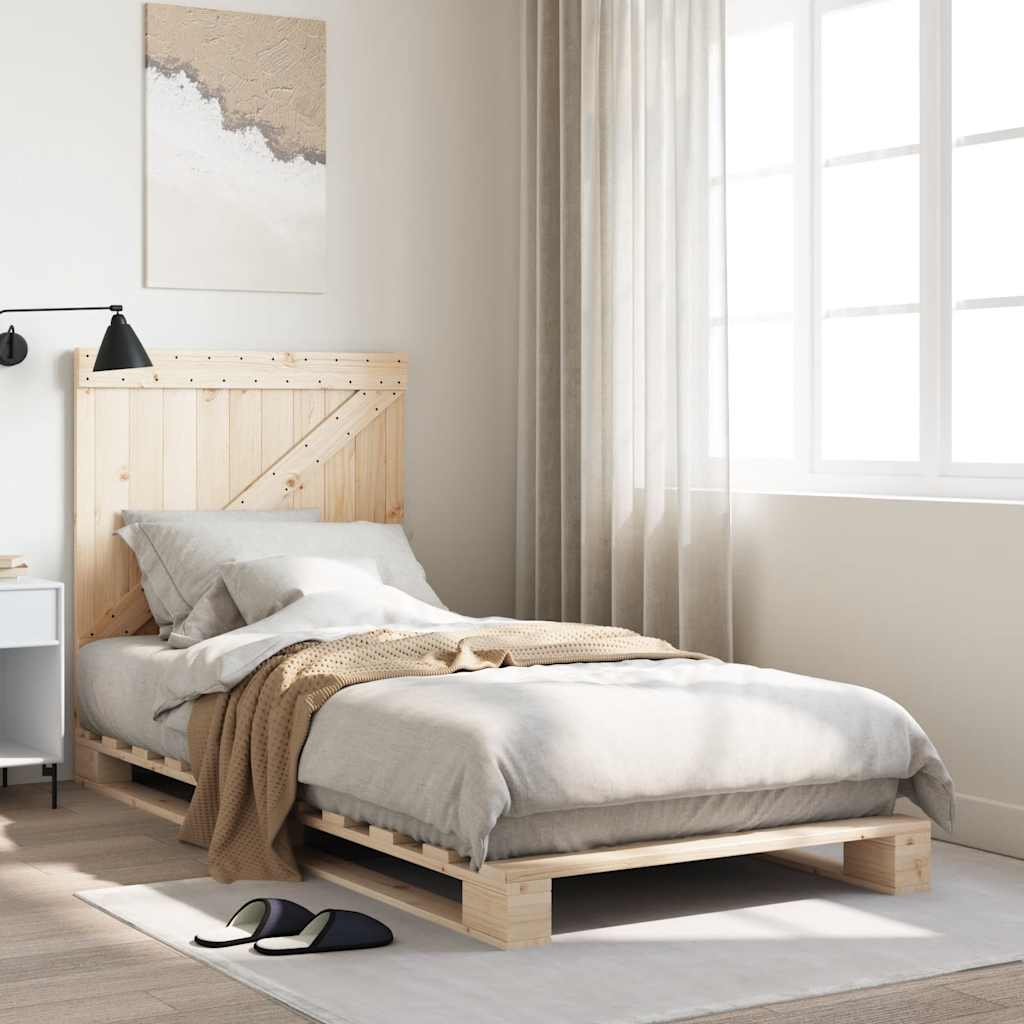 Bedframe with Headboard 90x200cm Solid Wood - Discount Dealers