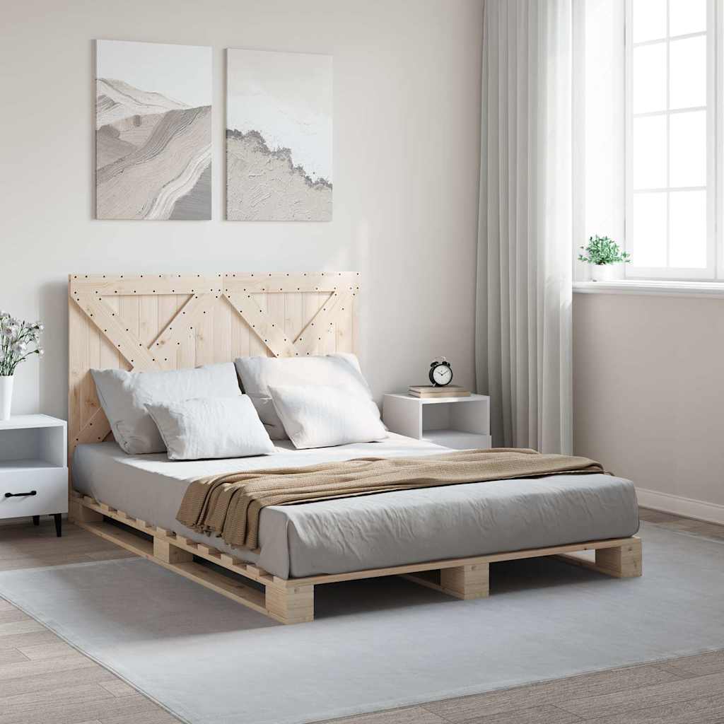 Bedframe with Headboard 140x200cm Solid Wood - Direct Imports