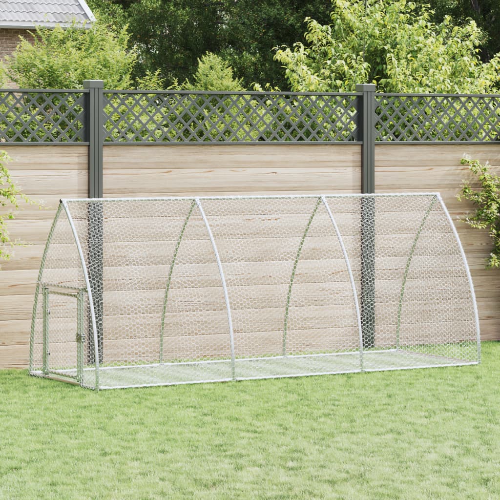 Rabbit Hutch Silver 300x105x120 cm Galvanised Steel - Charlotte Dunes