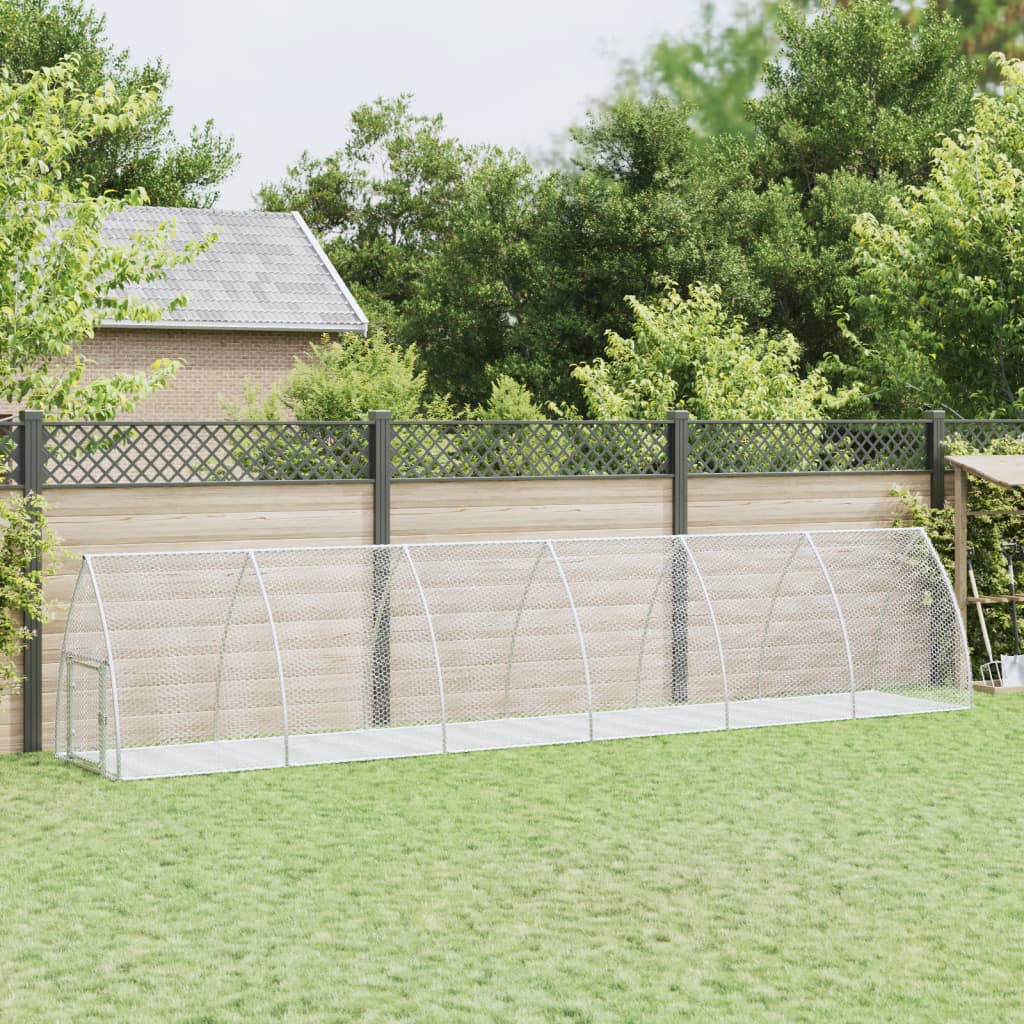 Rabbit Hutch Silver 600x105x120 cm Galvanised Steel - Charlotte Dunes