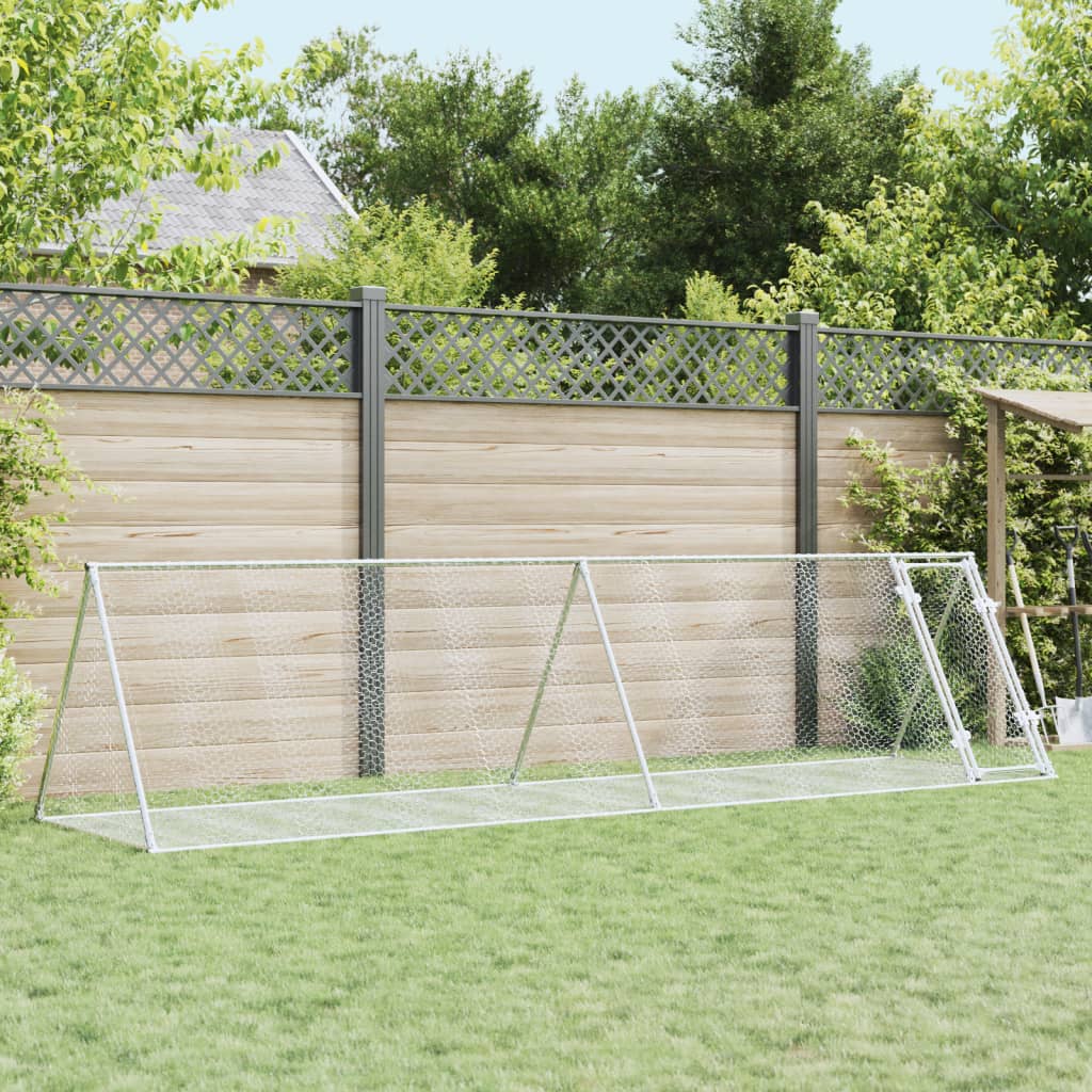 Rabbit Hutch Silver 400x105x91 cm Galvanised Steel - Merlin Deals