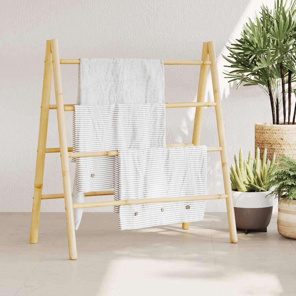 Double Towel Ladder with 4 Rungs 90x50x100 cm Bamboo - Design Hut