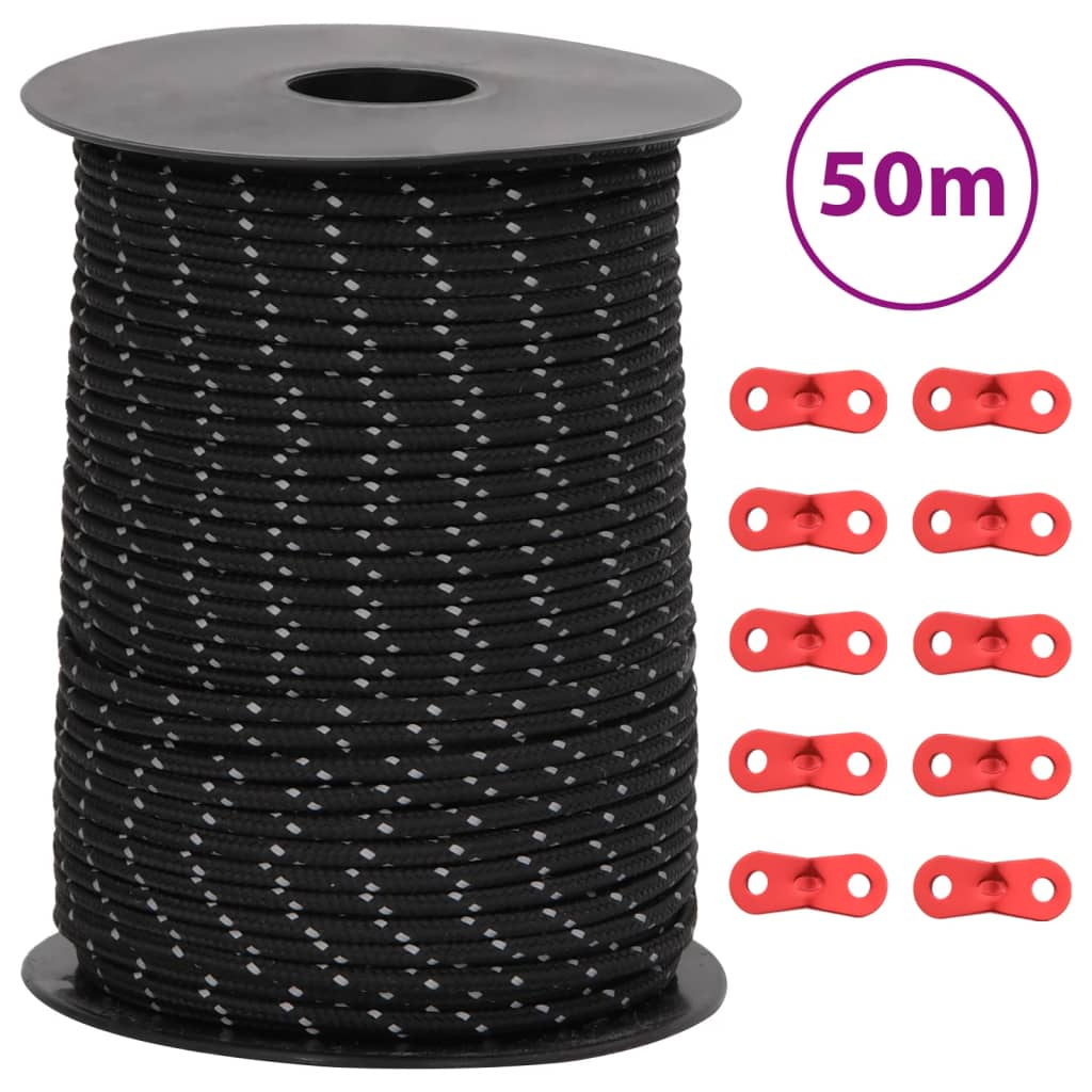 Tent Guy Rope with Reflective Strips and Spanners 50 m 3 mm - vid-4008120 - Merkel Designers