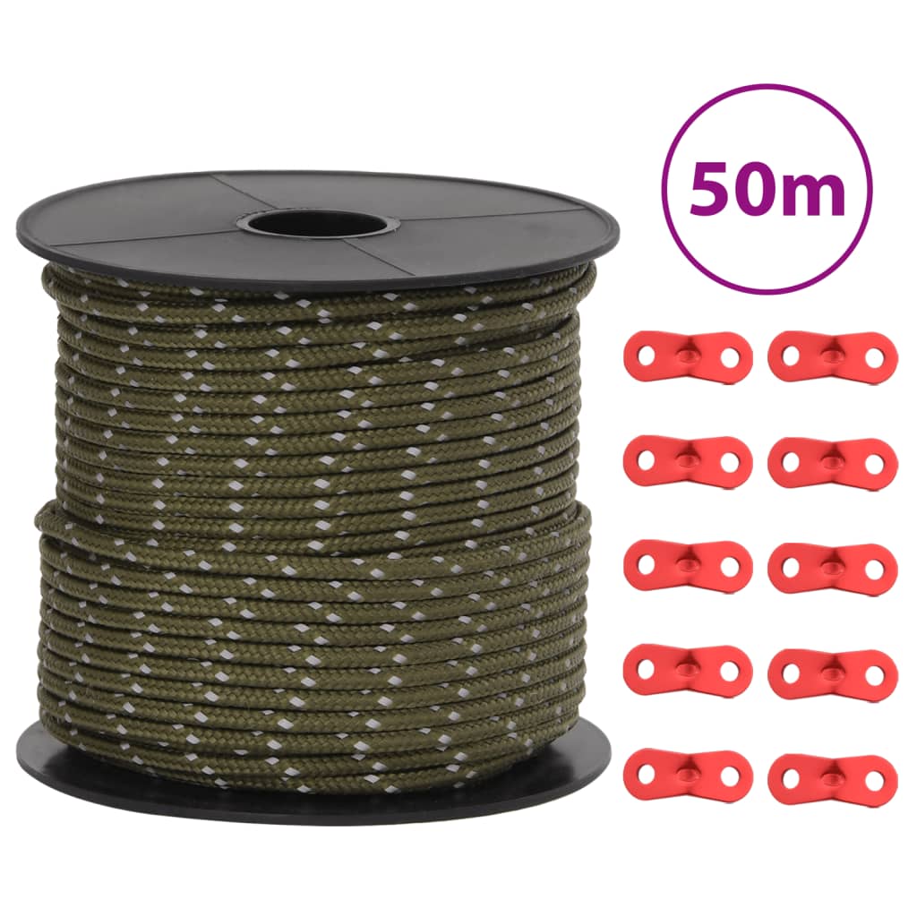Tent Guy Rope with Reflective Strips and Spanners 50 m 4 mm - vid-4008123 - Merkel Designers