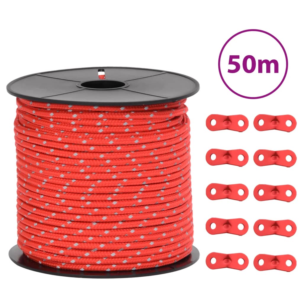 Tent Guy Rope with Reflective Strips and Spanners 50 m 4 mm - vid-4008124 - Merkel Designers