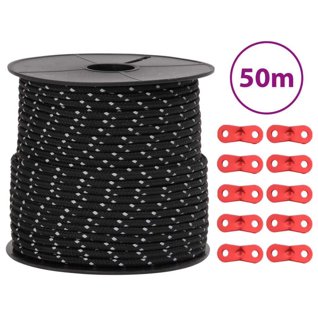 Tent Guy Rope with Reflective Strips and Spanners 50 m 4 mm - vid-4008125 - Merkel Designers