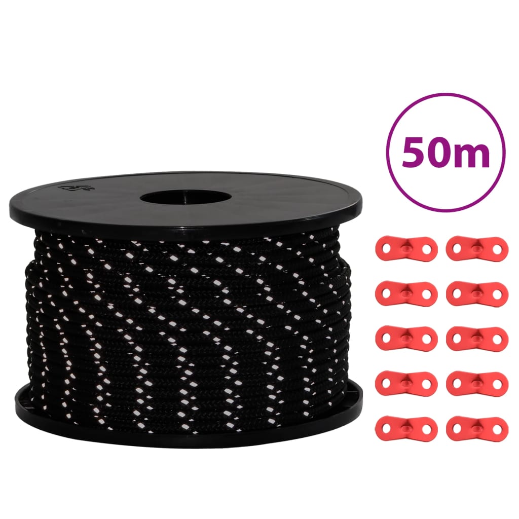 Tent Guy Rope with Reflective Strips and Spanners 50 m 5 mm - vid-4008130 - Merkel Designers