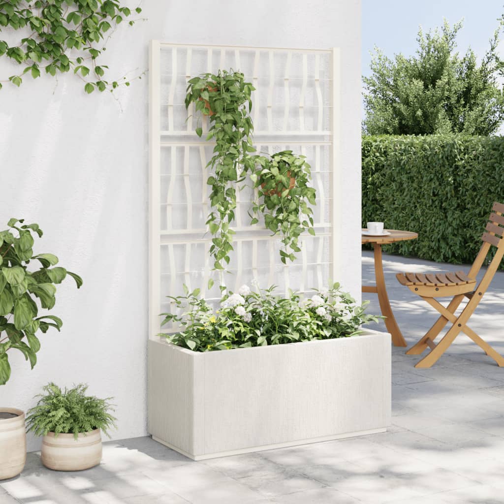 Garden Planter with Trellis White 80x36x140 cm PP - Charlotte Dunes