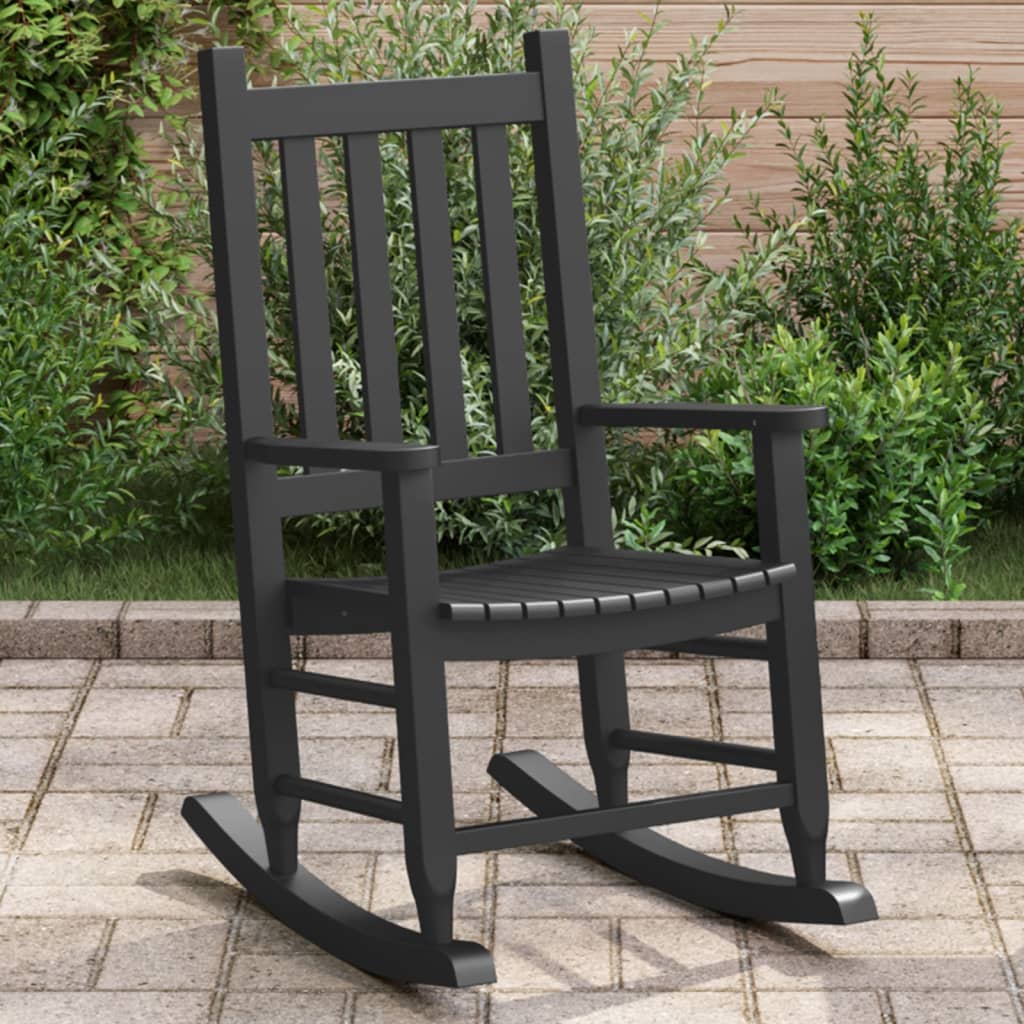 Rocking Chair for Children Black Solid Wood Poplar - Brittle & Co