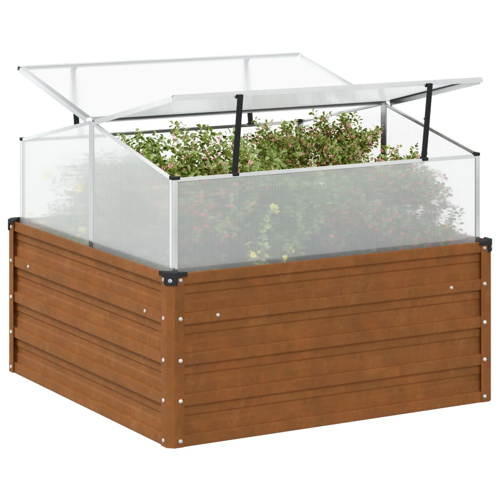 Garden Planter with Green House Weathering Steel - Decor Base
