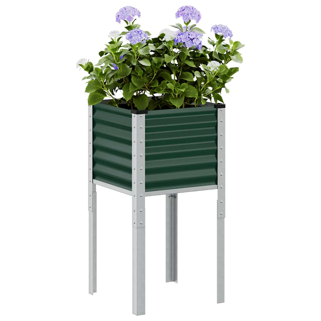 Garden Planter Green 45x45x88 cm Steel - All Things Good