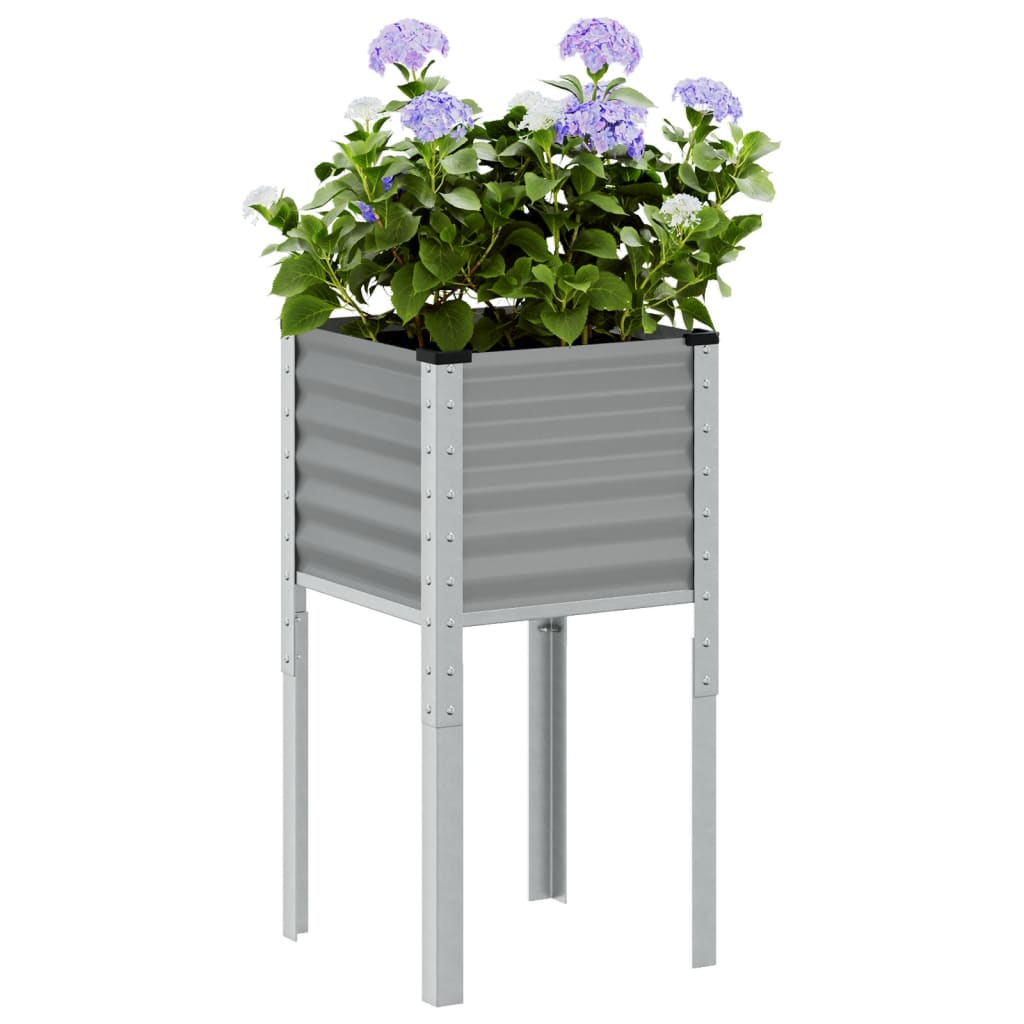 Garden Planter Grey 45x45x88 cm Steel - Design Hut