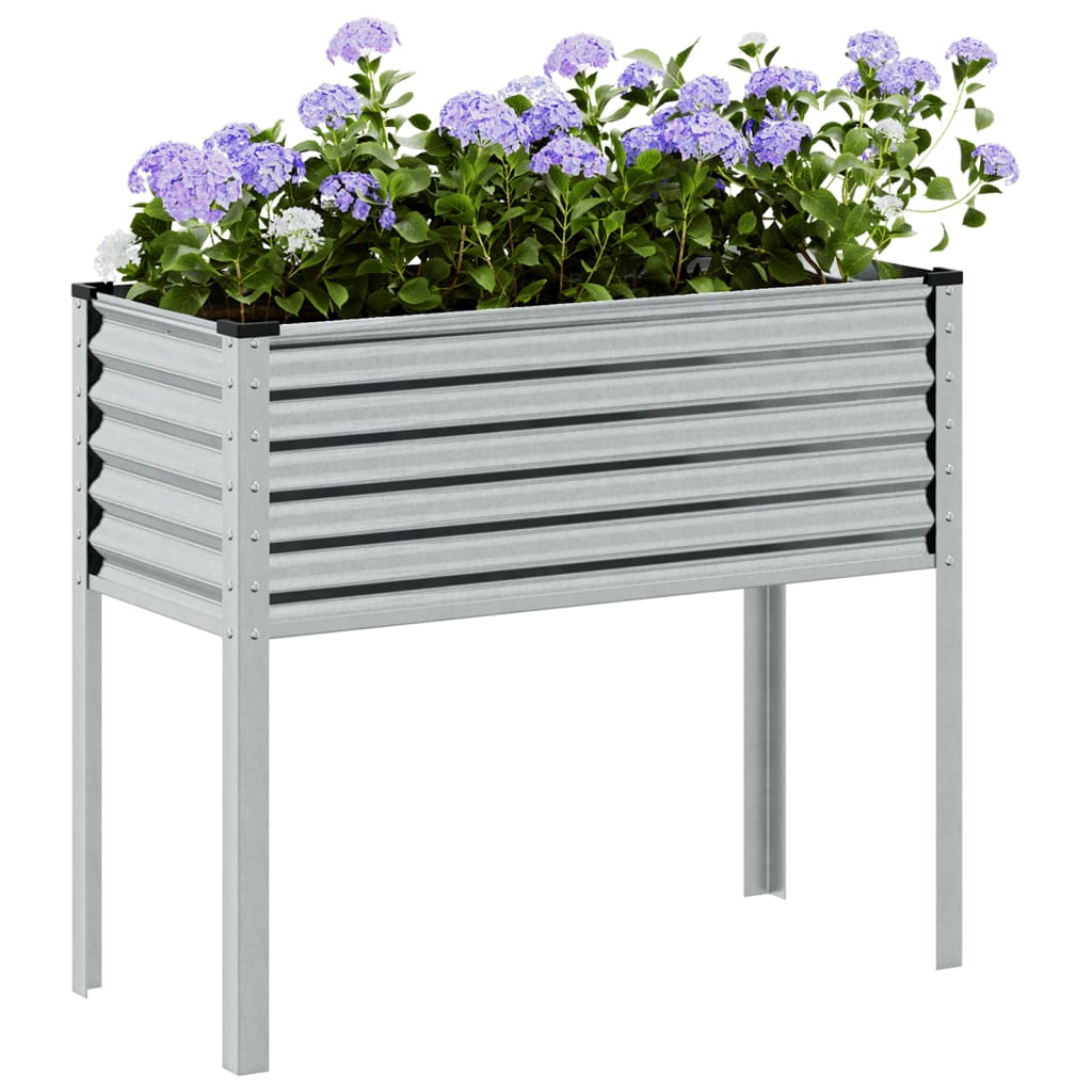 Garden Planter 100x41x90 cm Galvanised Steel - Discount Dealers