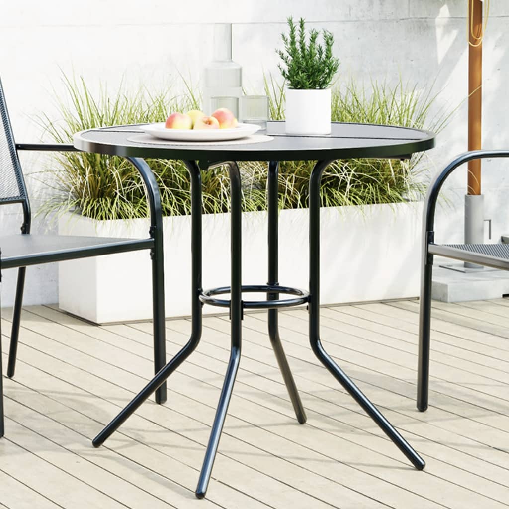 Patio Table Round Anthracite 80x72.5 cm Powder-coated Steel - Decor Base
