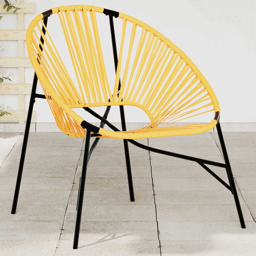NAVALE Garden Egg Chair Black and Poly Rattan - Yellow - Charlotte Dunes
