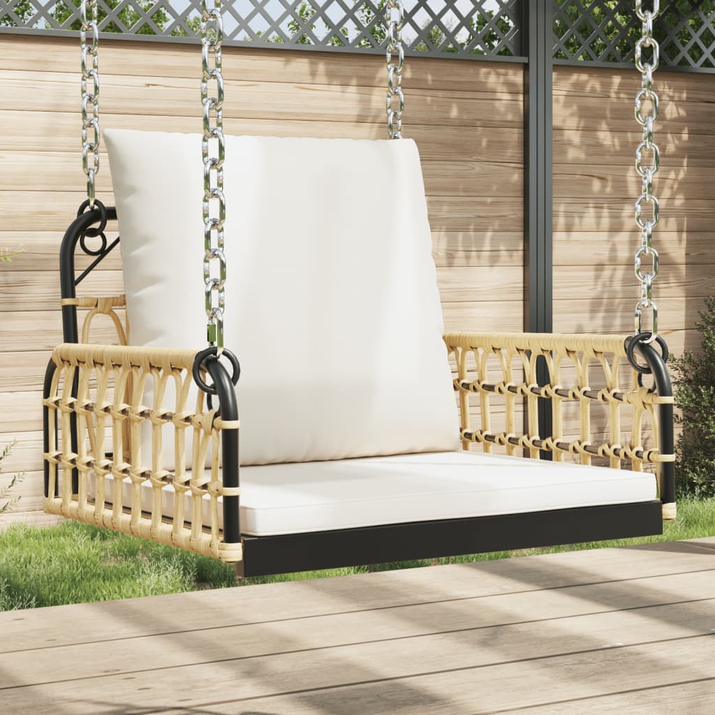 Swing Chair with Cushions 63x58x39 cm Poly Rattan and Steel - Design Hut