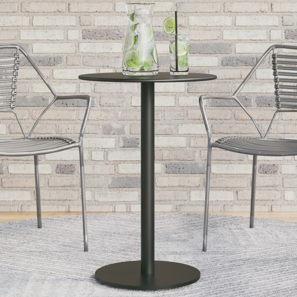 Garden Table Round Black 50x72 cm Steel - Decor Base