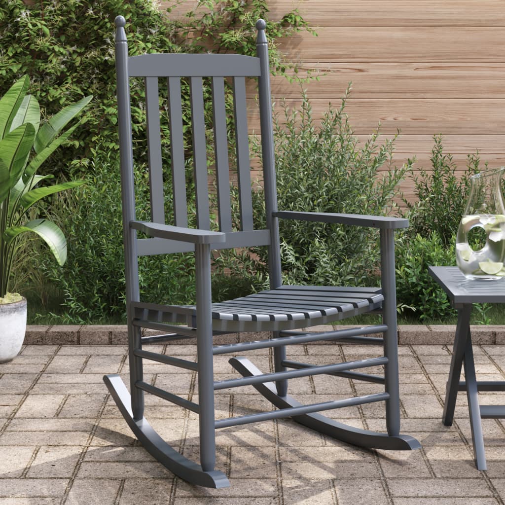 Rocking Chairs with Curved Seats 2 pcs Grey Solid Wood Poplar - Charlotte Dunes
