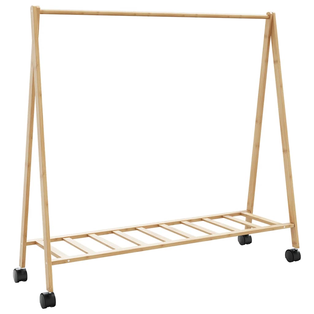 Clothes Rack with Shelves and Wheels 106x34x106.5 cm Bamboo - Design Hut