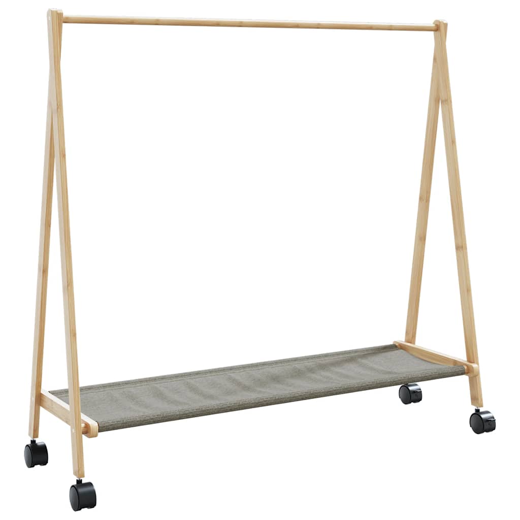 Clothes Rack with Shelves and Wheels 106x34x106.5 cm Bamboo - Design Hut