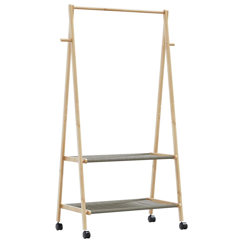Clothes Rack with Shelves and Wheels 96x45.5x155.5 cm Bamboo - Merkel Designers