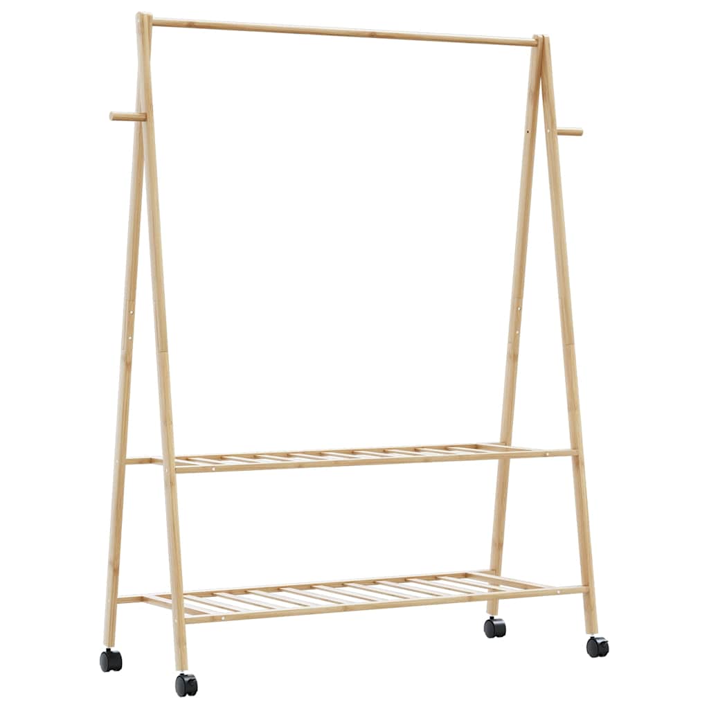 Clothes Rack with Shelves and Wheels 132x45.5x155.5 cm Bamboo - Sid & Sam