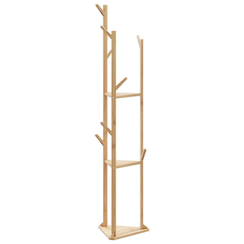 Coat Stand with Hooks and Shelves 39x33x166 cm Bamboo - The Home Maker