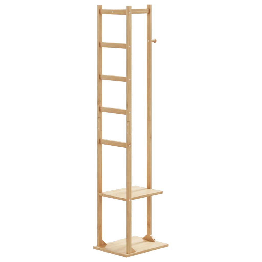 Coat Stand with Hooks and Shelves 38.5x30x156 cm Bamboo - Sid & Sam
