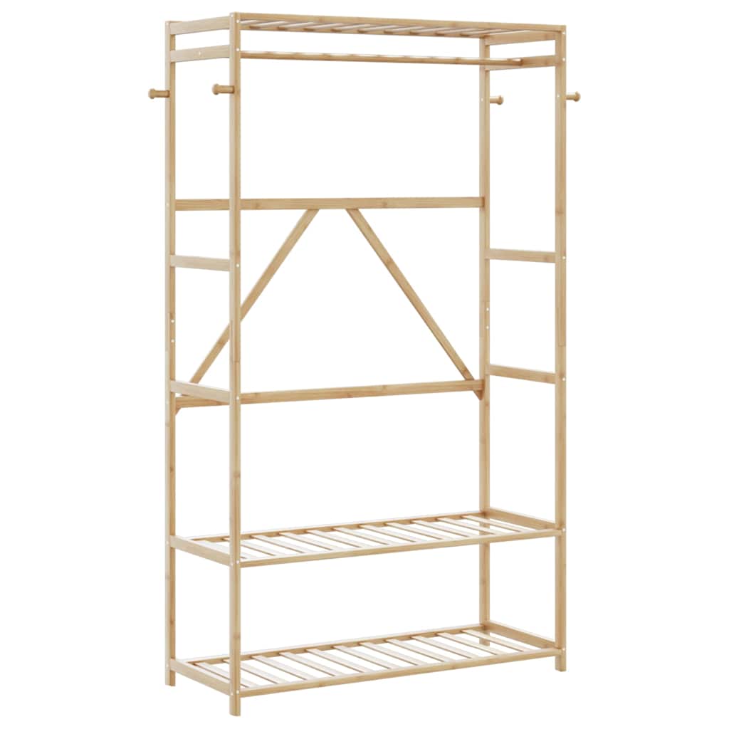 Clothes Rack with Shelves 110x40x175 cm Bamboo - Decor Base