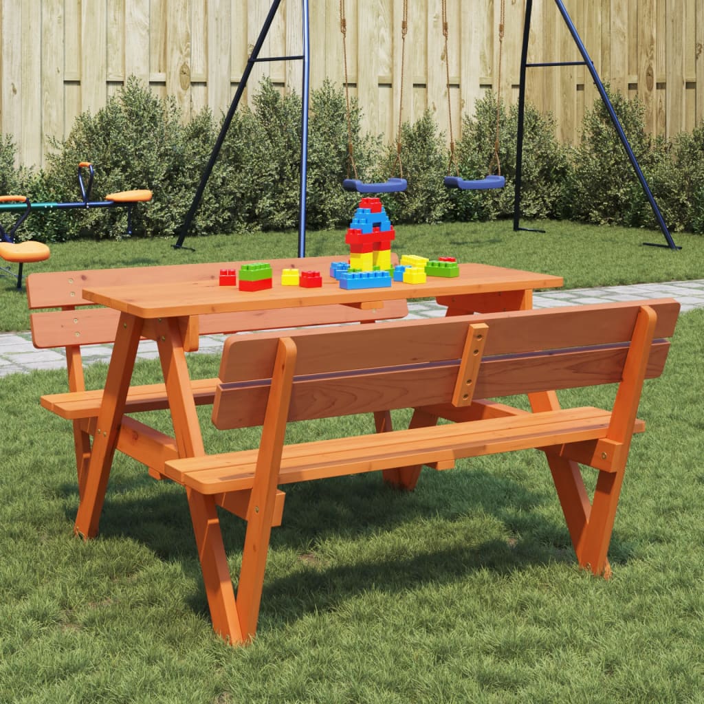Picnic Table for 4 Kids with Umbrella Hole Solid Wood Fir - vid-4008986 - Discount Dealers