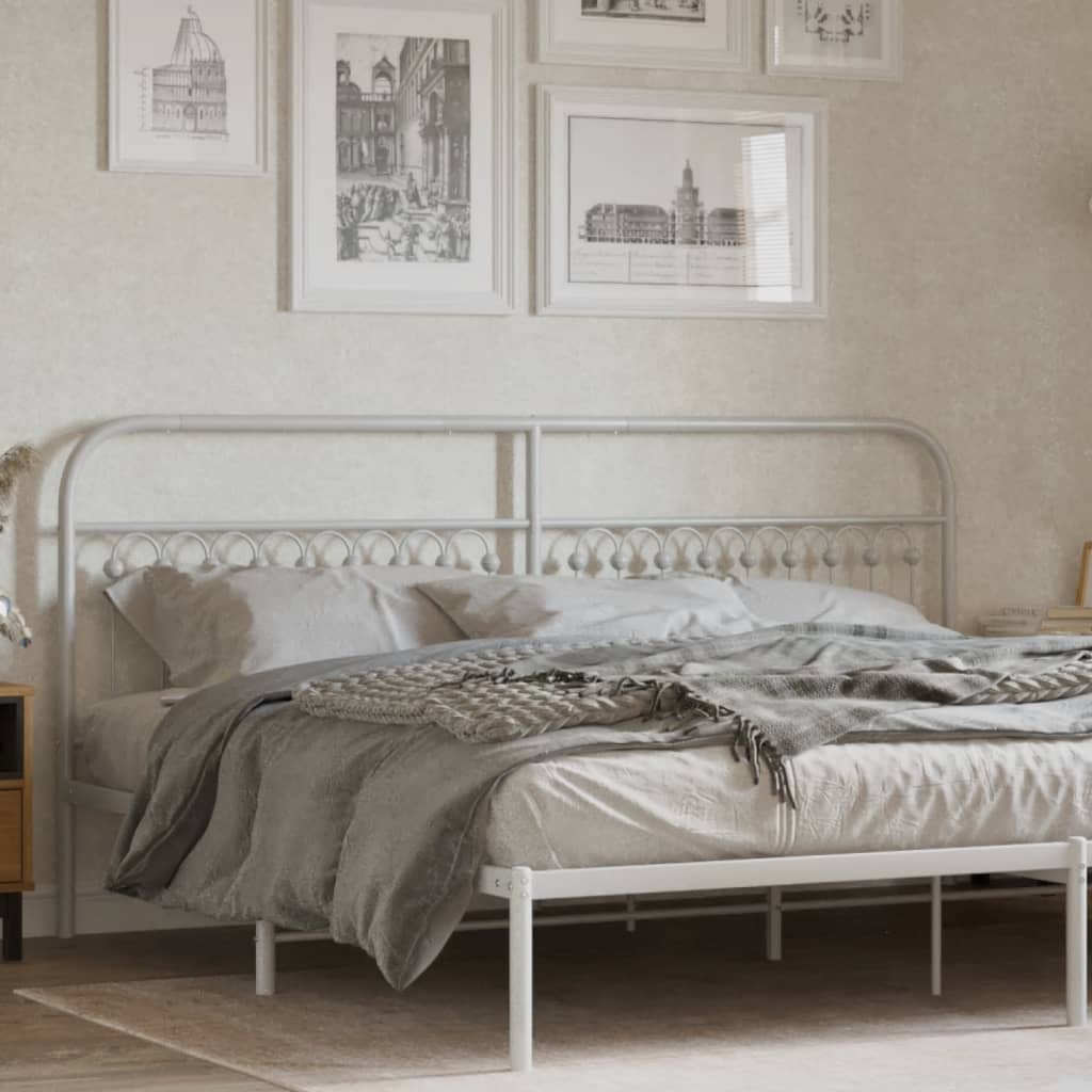 Metal Headboard White 193 cm - vid-376686 - Charlotte Dunes