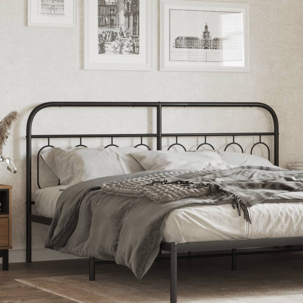Metal Headboard Black 193 cm - vid-377154 - Charlotte Dunes