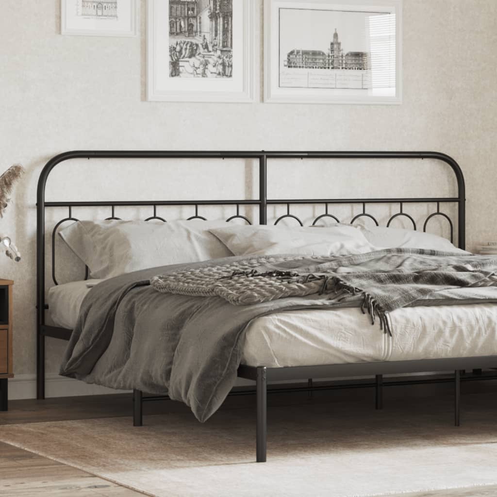Metal Headboard Black 200 cm - vid-377155 - Charlotte Dunes