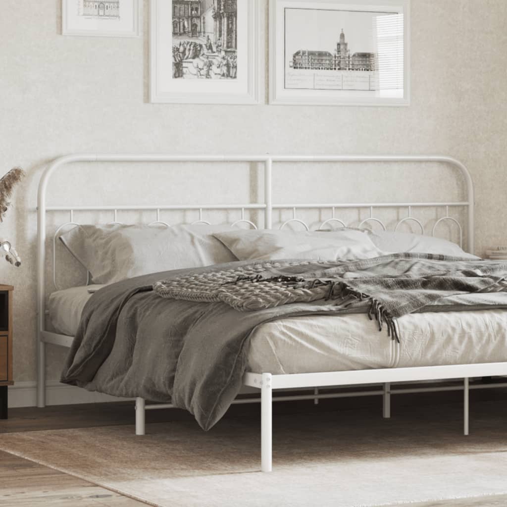 Metal Headboard White 200 cm - vid-377204 - Charlotte Dunes