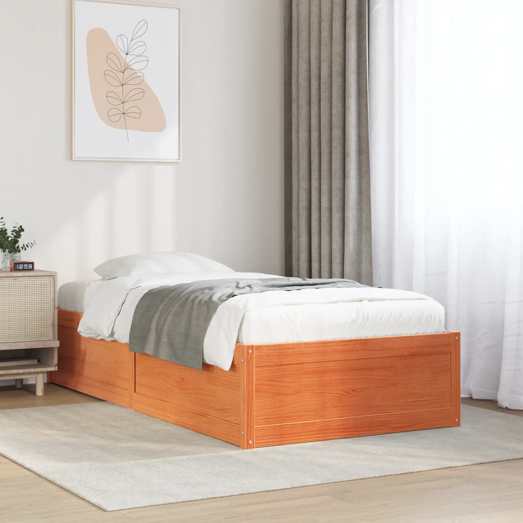 Bedframe Wax Brown 100x200cm Solid Wood Pine - Sid & Sam