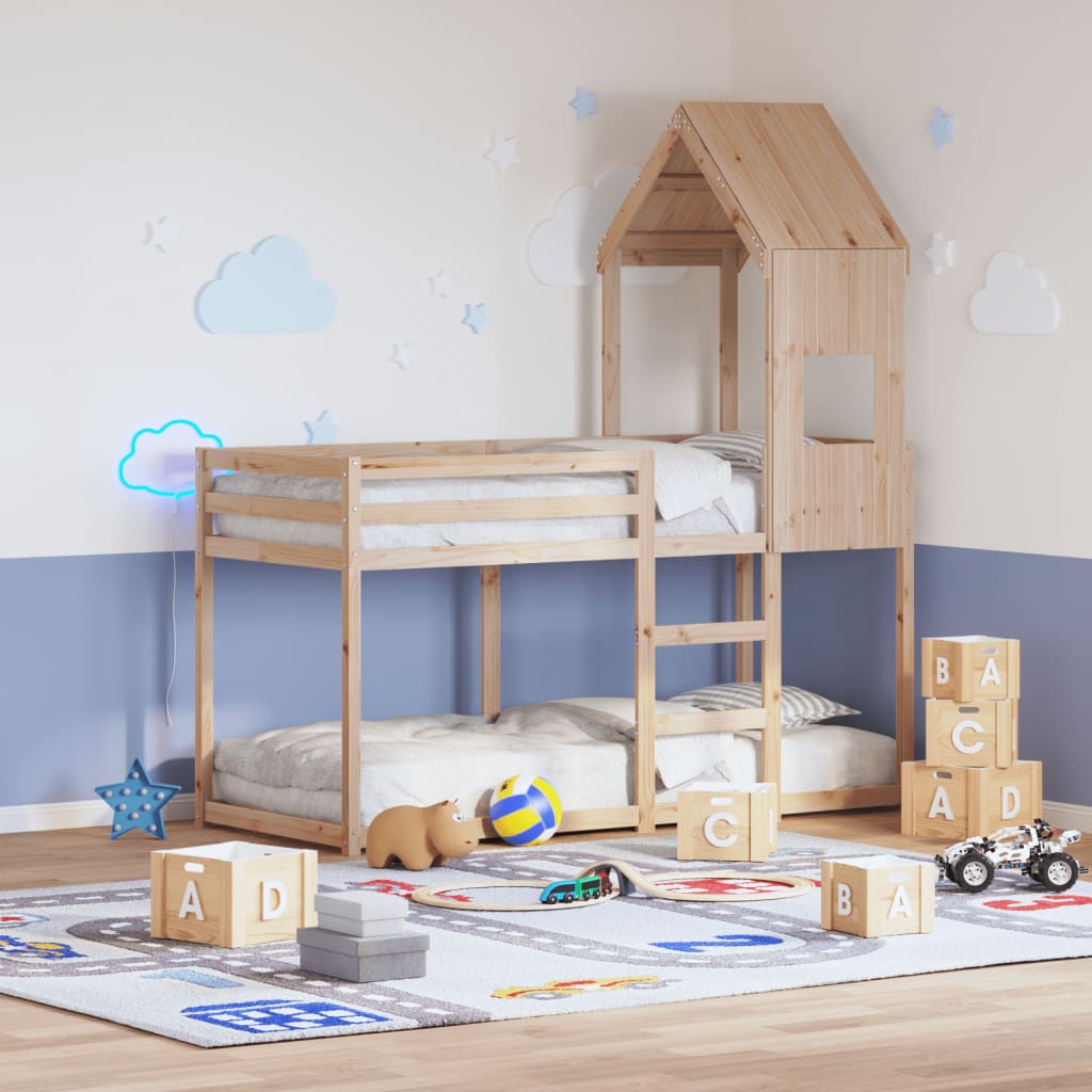Kids' Bed Roof 55x99x139.5 cm Solid Wood Pine - Charlotte Dunes