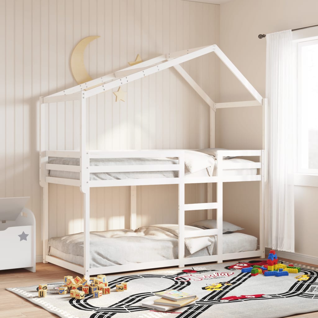 Kids' Bed Roof White 213x85.5x144.5 cm Solid Wood Pine - Charlotte Dunes