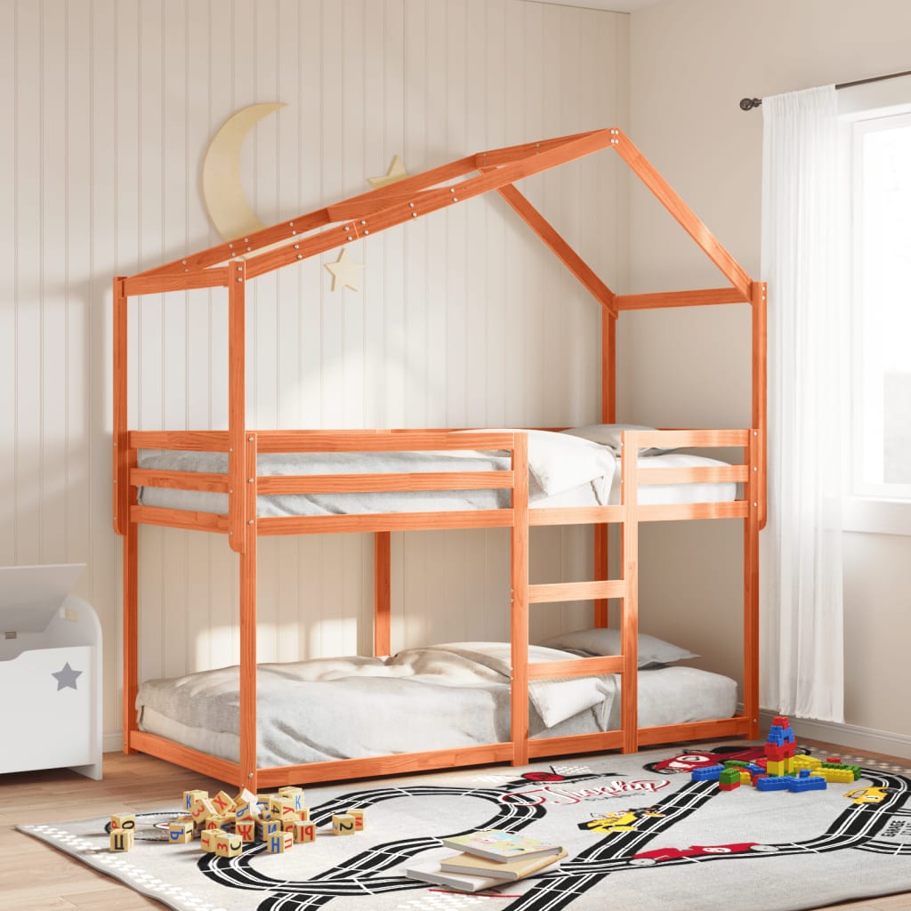 Kids' Bed Roof Wax Brown 203x80.5x142 cm Solid Wood Pine - Charlotte Dunes