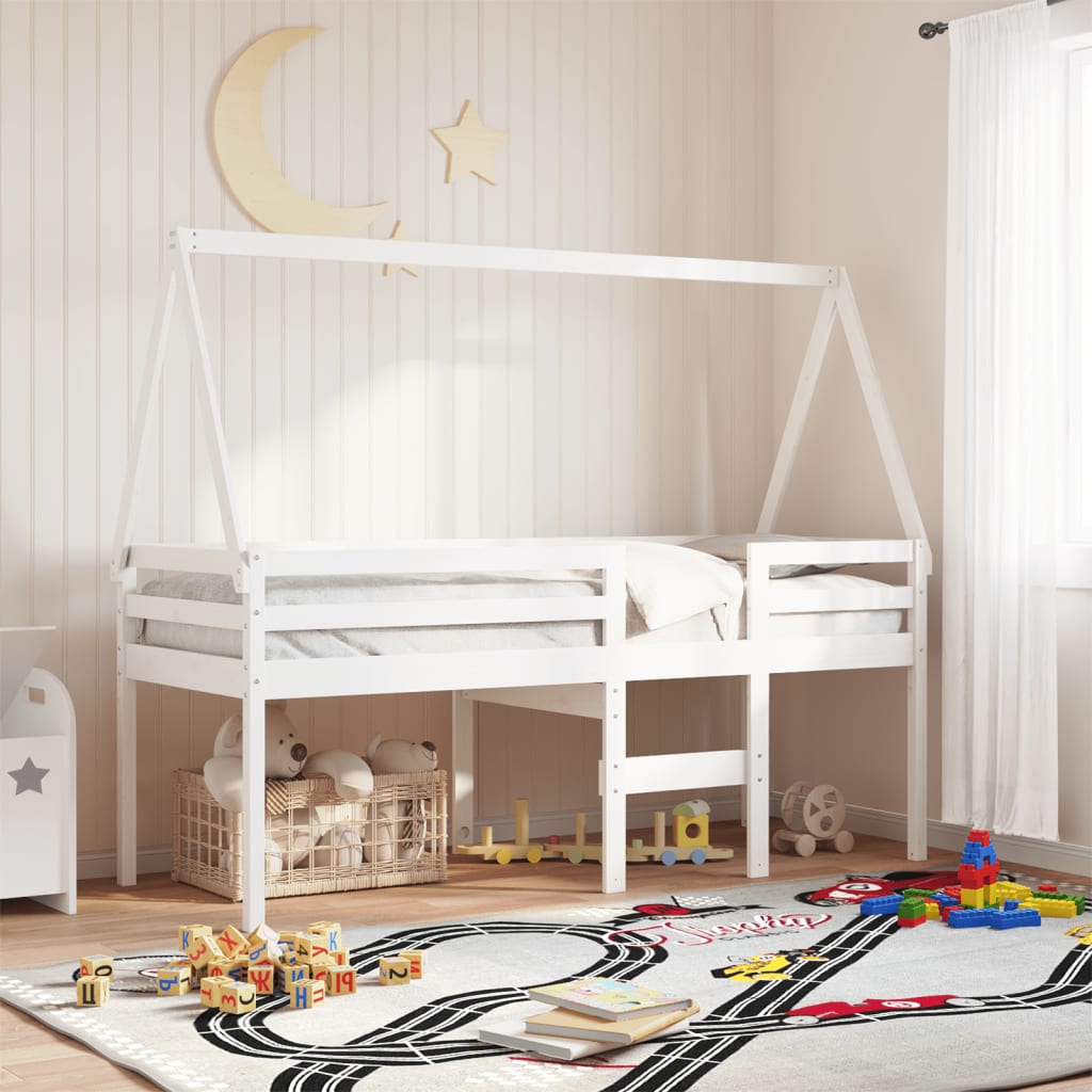 Kids' Bed Roof White 209x95.5x88 cm Solid Wood Pine - Brittle & Co
