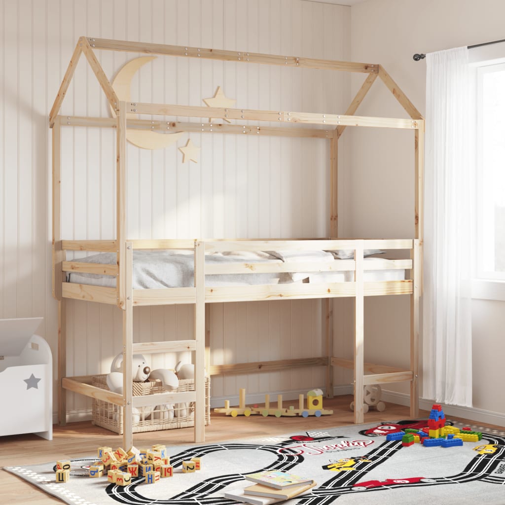 Kids' Bed Roof 207x95.5x159 cm Solid Wood Pine - Charlotte Dunes