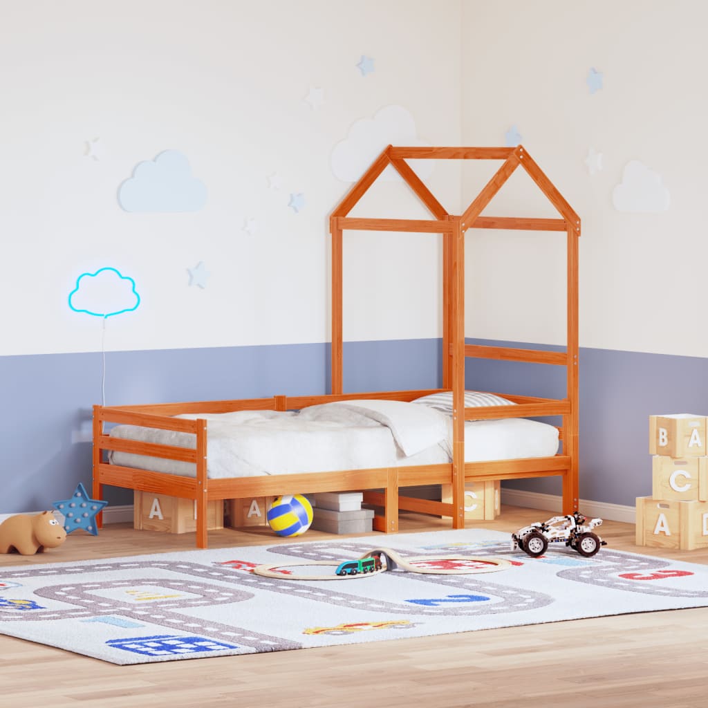 Kids' Bed Roof Wax Brown 118x70x176.5 cm Solid Wood Pine - Charlotte Dunes