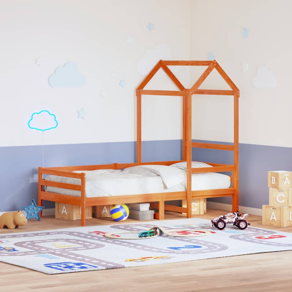 Kids' Bed Roof Wax Brown 98x70x176.5 cm Solid Wood Pine - Charlotte Dunes
